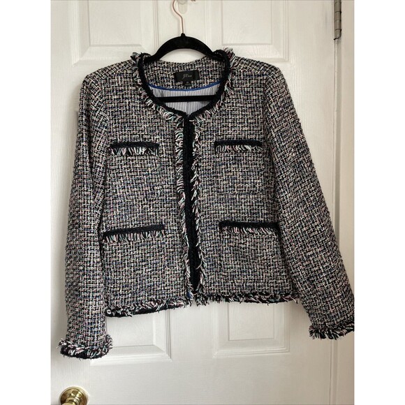 $248 J.Crew Lady Metallic Multi Color Tweed Jacket Size 12 - Picture 1 of 8